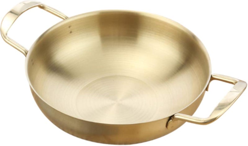 PRETYZOOM stainless steel pan skillet carbon frying pans wok with lid non sticking searing- Mini Chefs Classic Stainless Steel Everyday Pan Cookware- Inner Diameter 20cm (Golden)